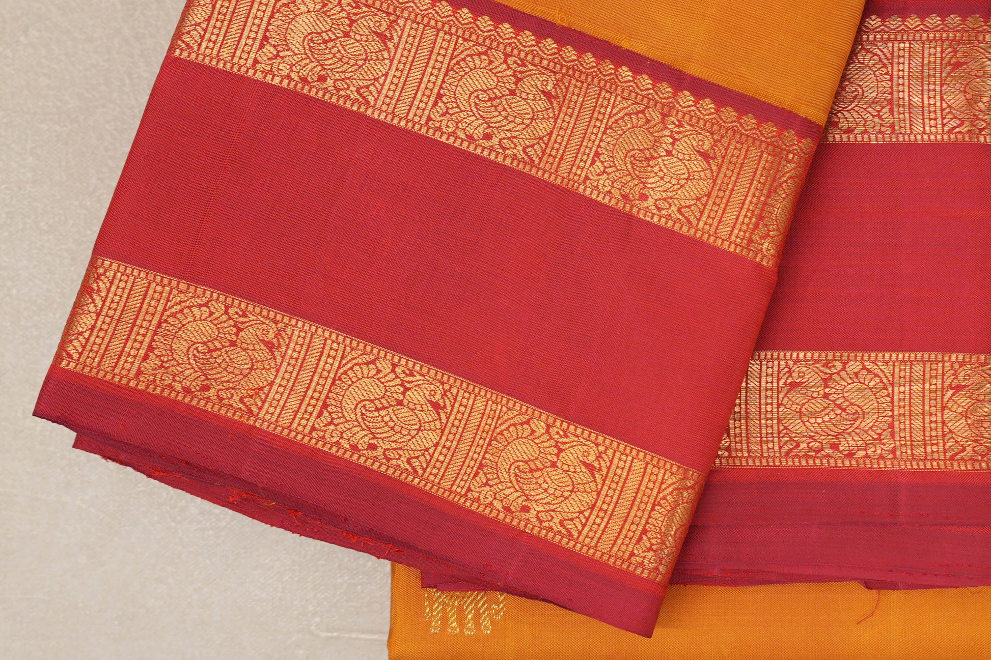 Mustard Vintage Kanjivaram Silk Saree borders