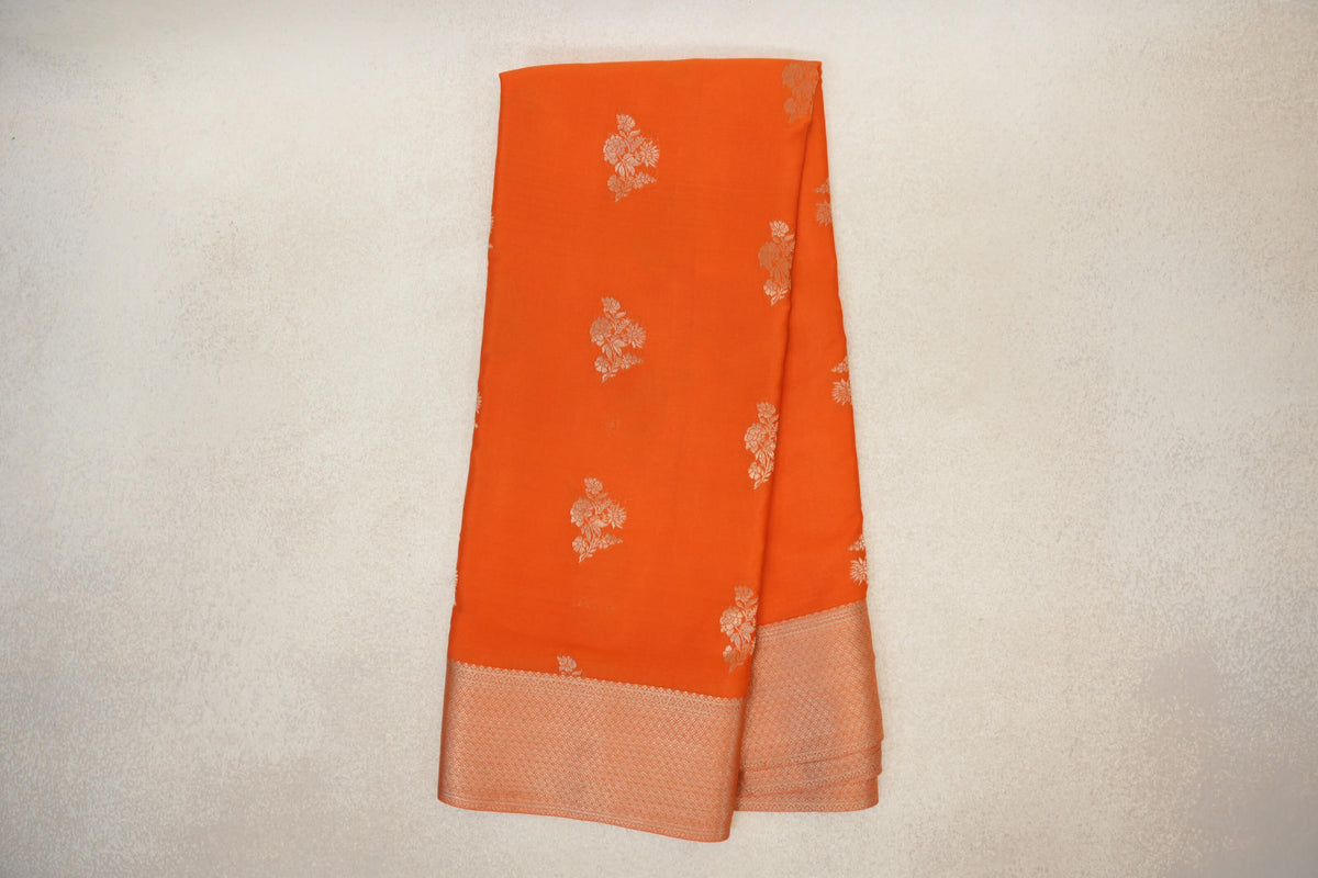 Bright Orange Mysore Silk Saree online