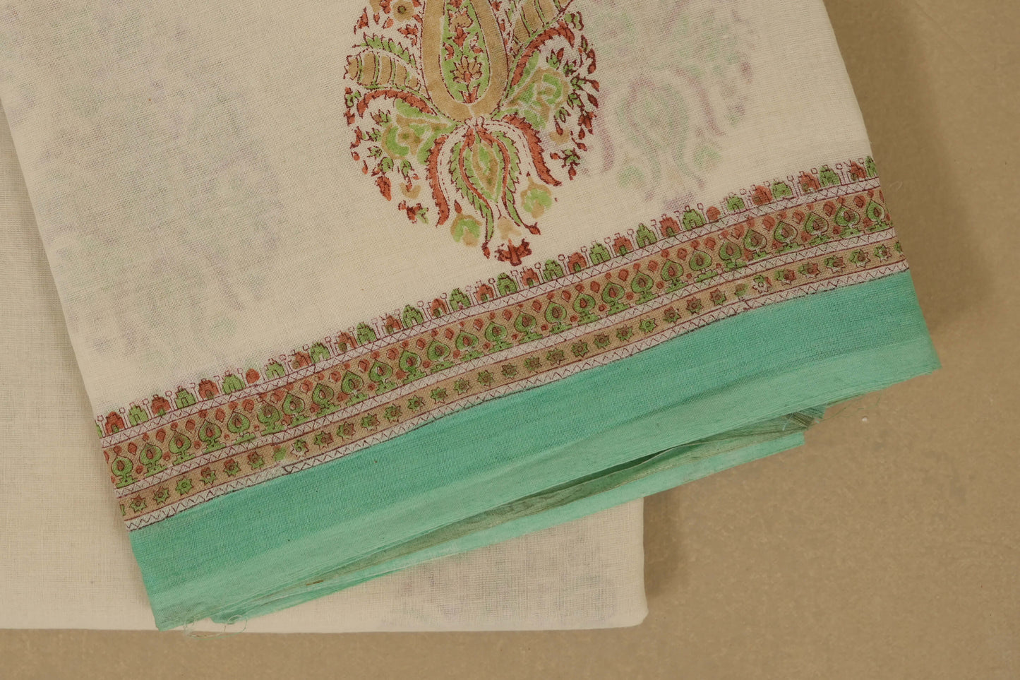 Off-white Cotton Saree borders