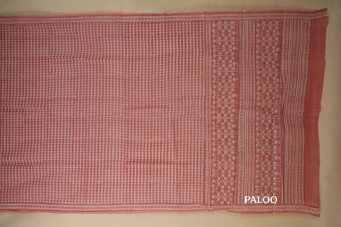 Pink Cotton Saree paloo