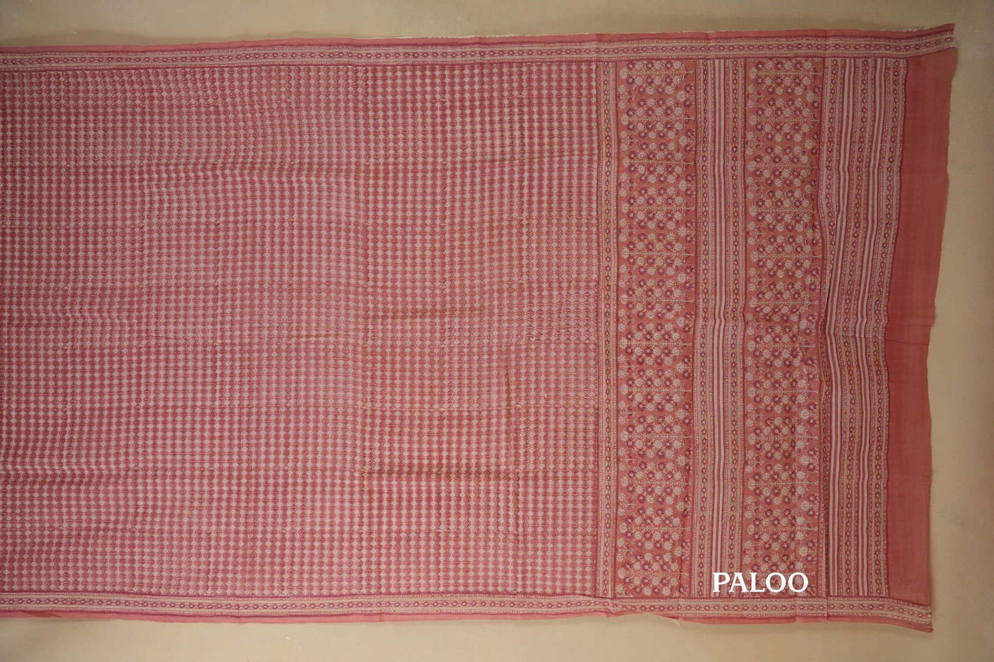 Pink Cotton Saree paloo