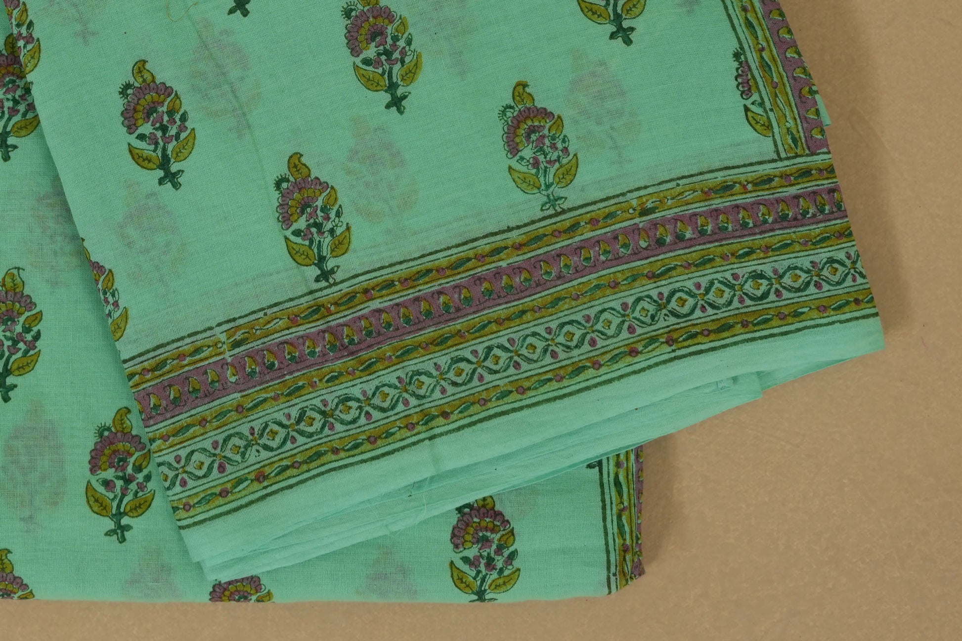 Light Blue Cotton Saree borders
