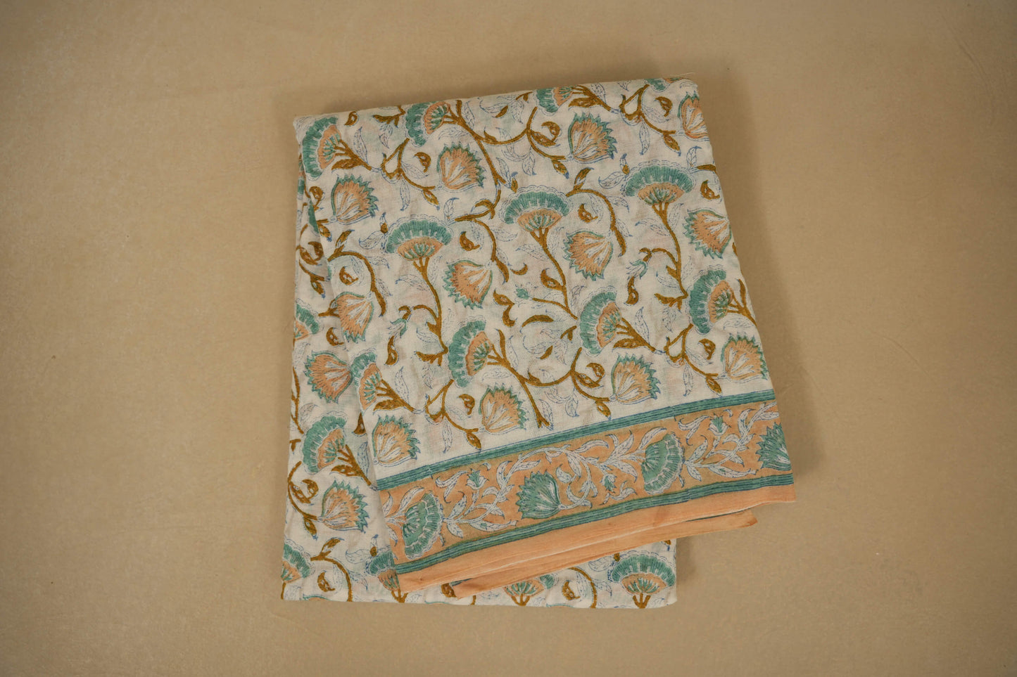 Off-white with Peach Borders Cotton Saree