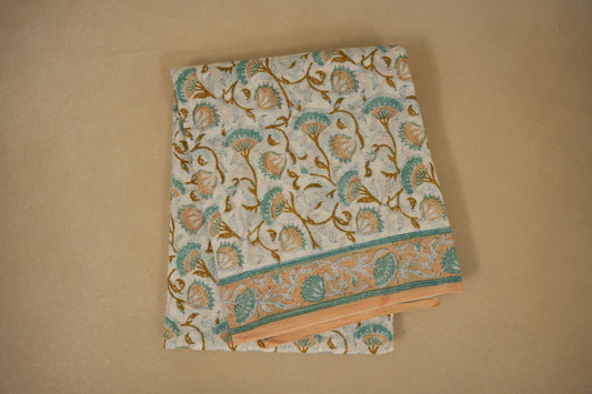 Off-white with Peach Borders Cotton Saree