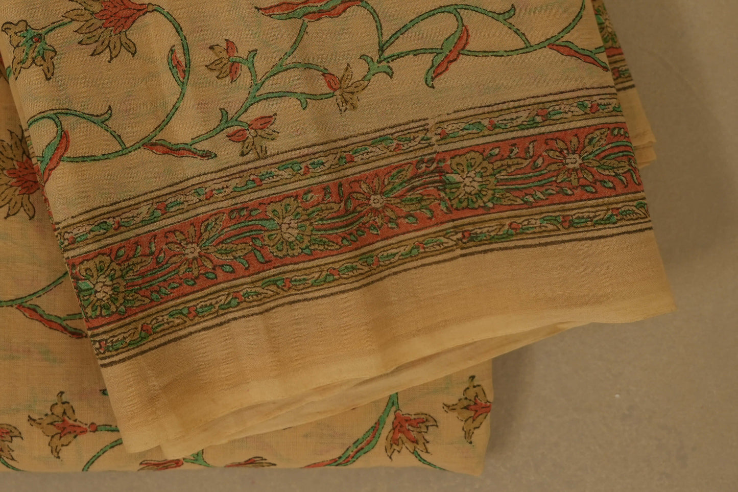 Beige Cotton Saree borders