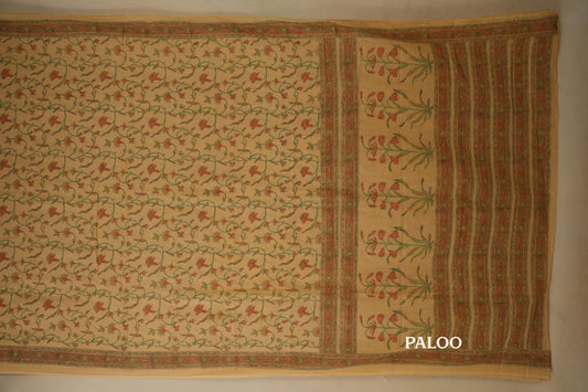 Beige Cotton Saree paloo