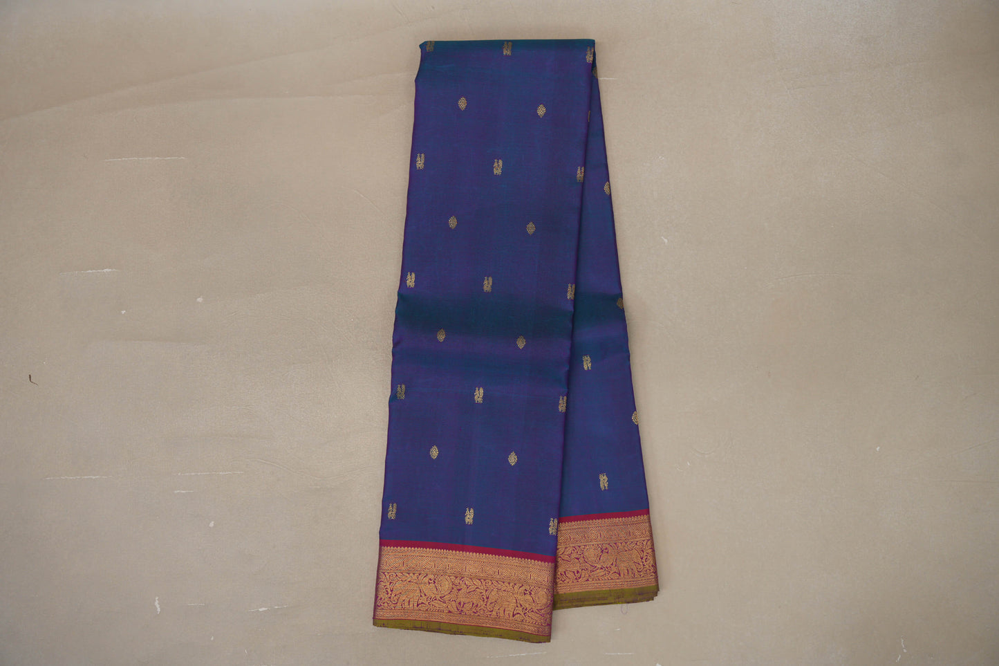 Online Peacock Blue Vintage Kanjivaram Silk Saree