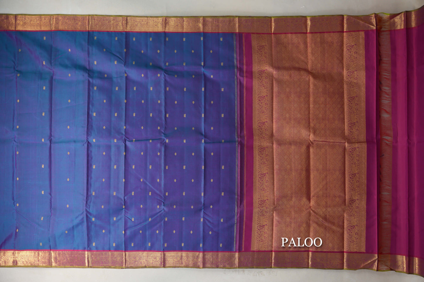 Peacock Blue Vintage Kanjivaram Silk Saree paloo
