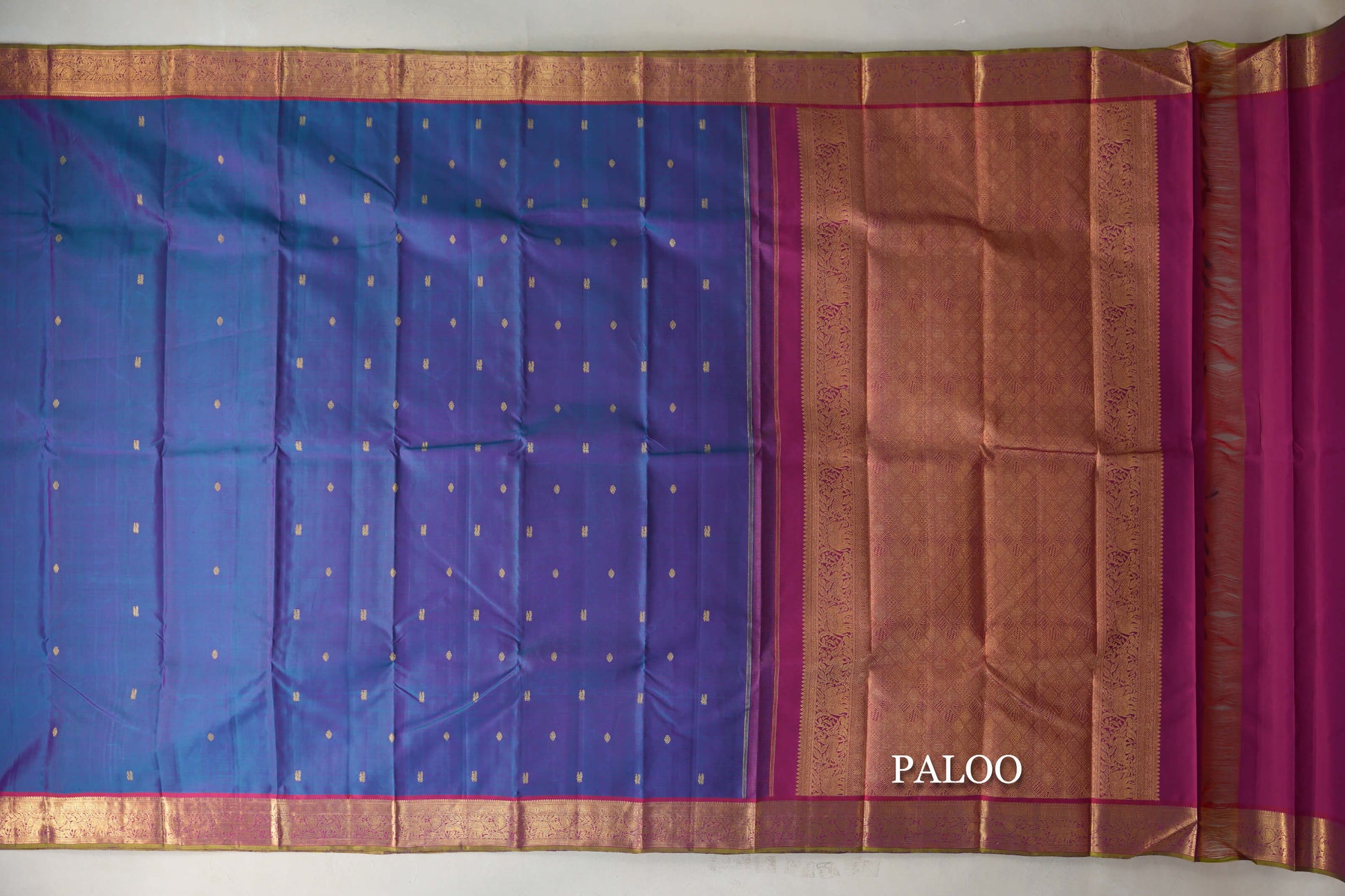 Peacock Blue Vintage Kanjivaram Silk Saree paloo