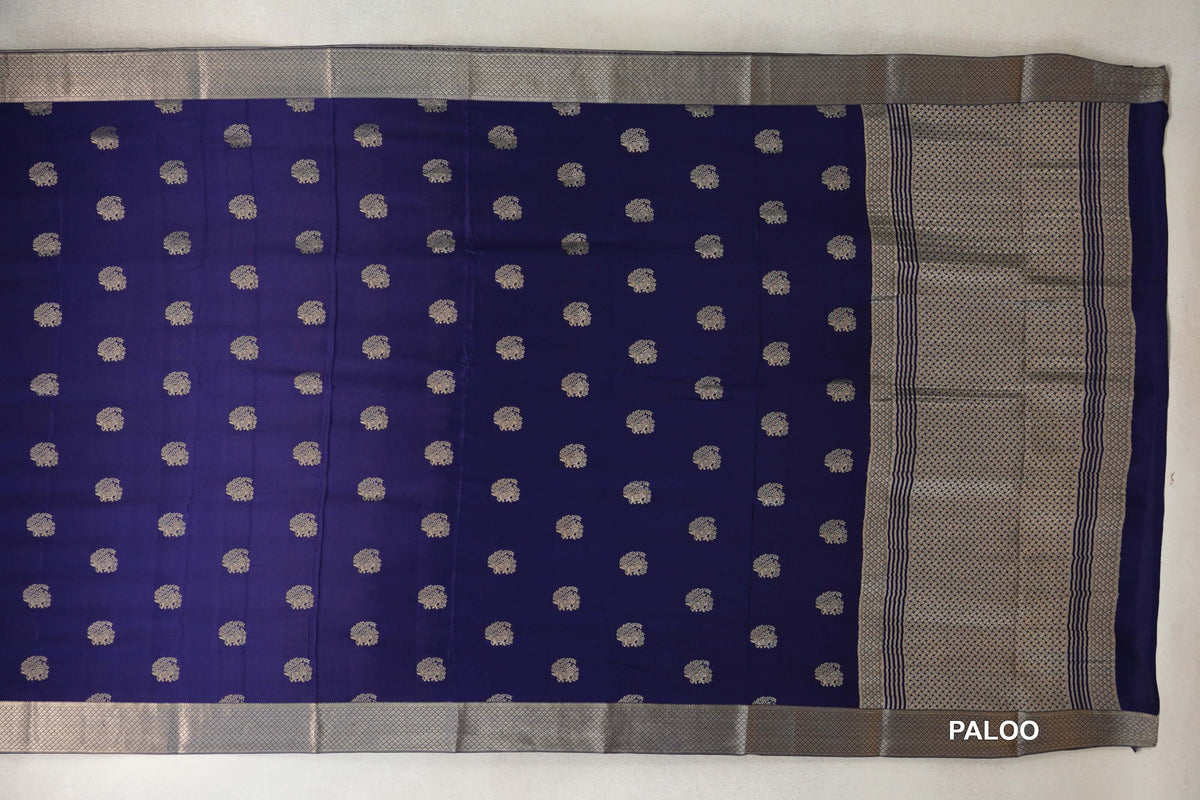 Deep Blue Mysore Silk Saree paloo