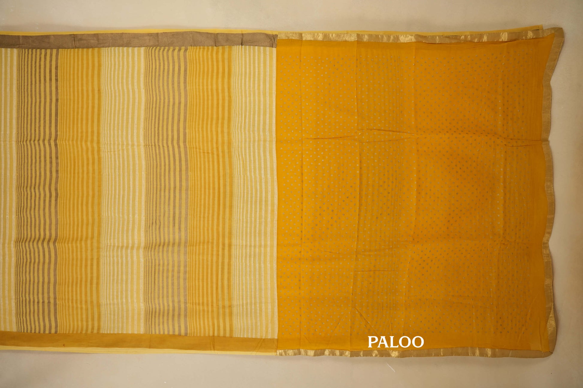 Yellow Cotton Saree paloo