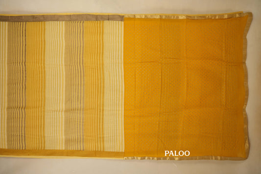 Yellow Cotton Saree paloo