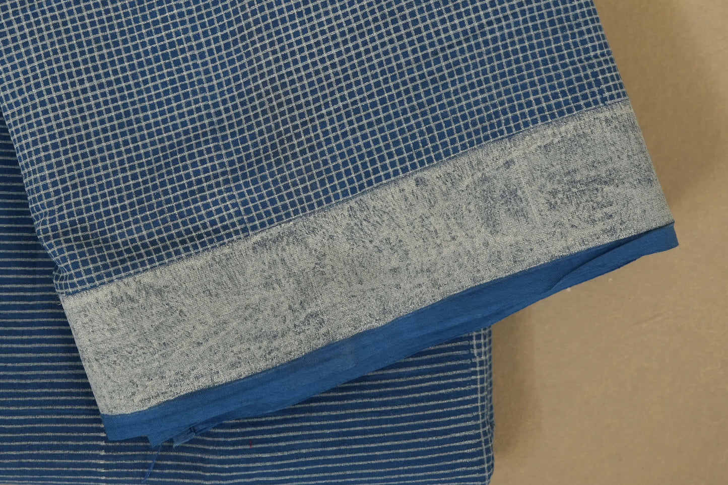 Blue Cotton Saree borders