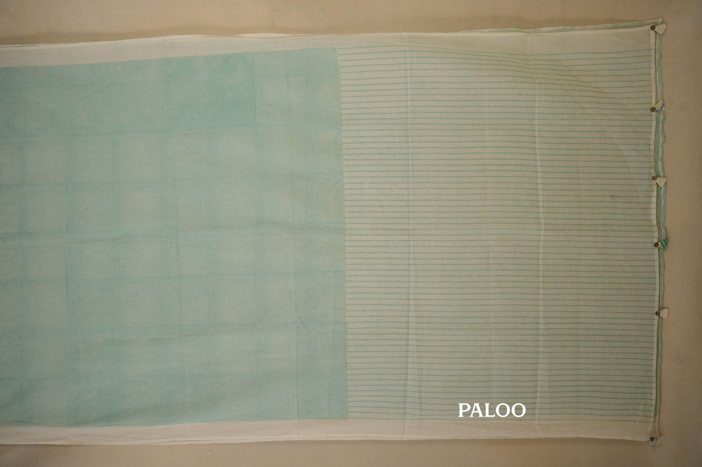 Light Blue Cotton Saree paloo