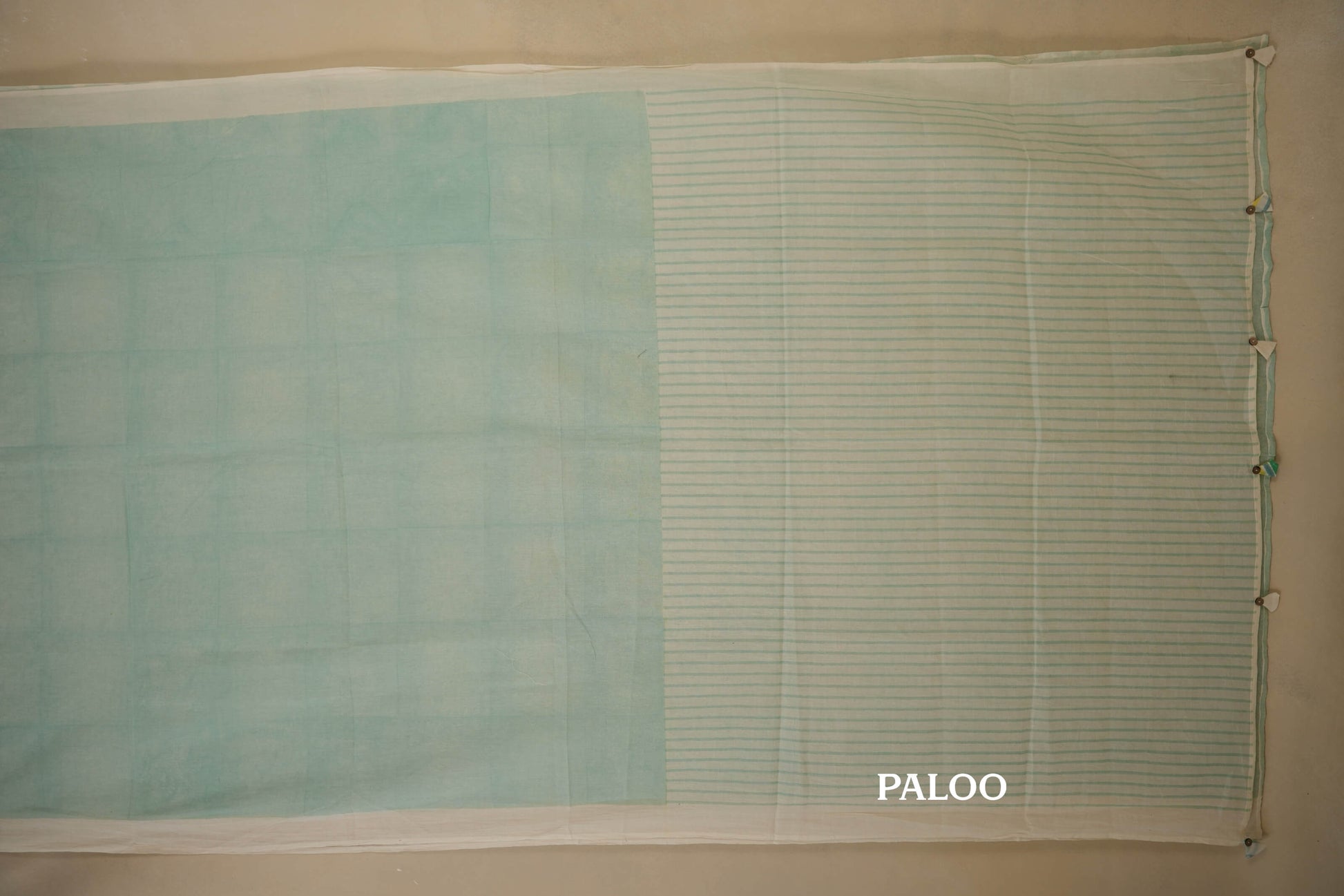 Light Blue Cotton Saree paloo