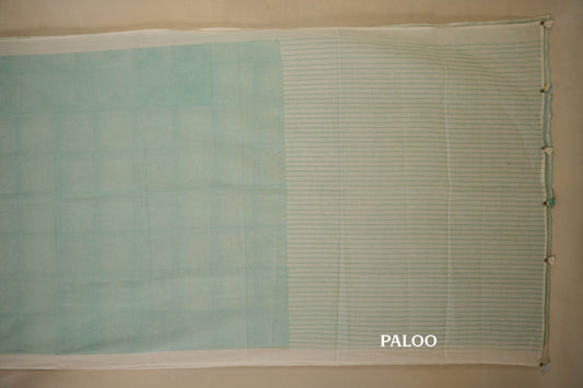 Light Blue Cotton Saree paloo