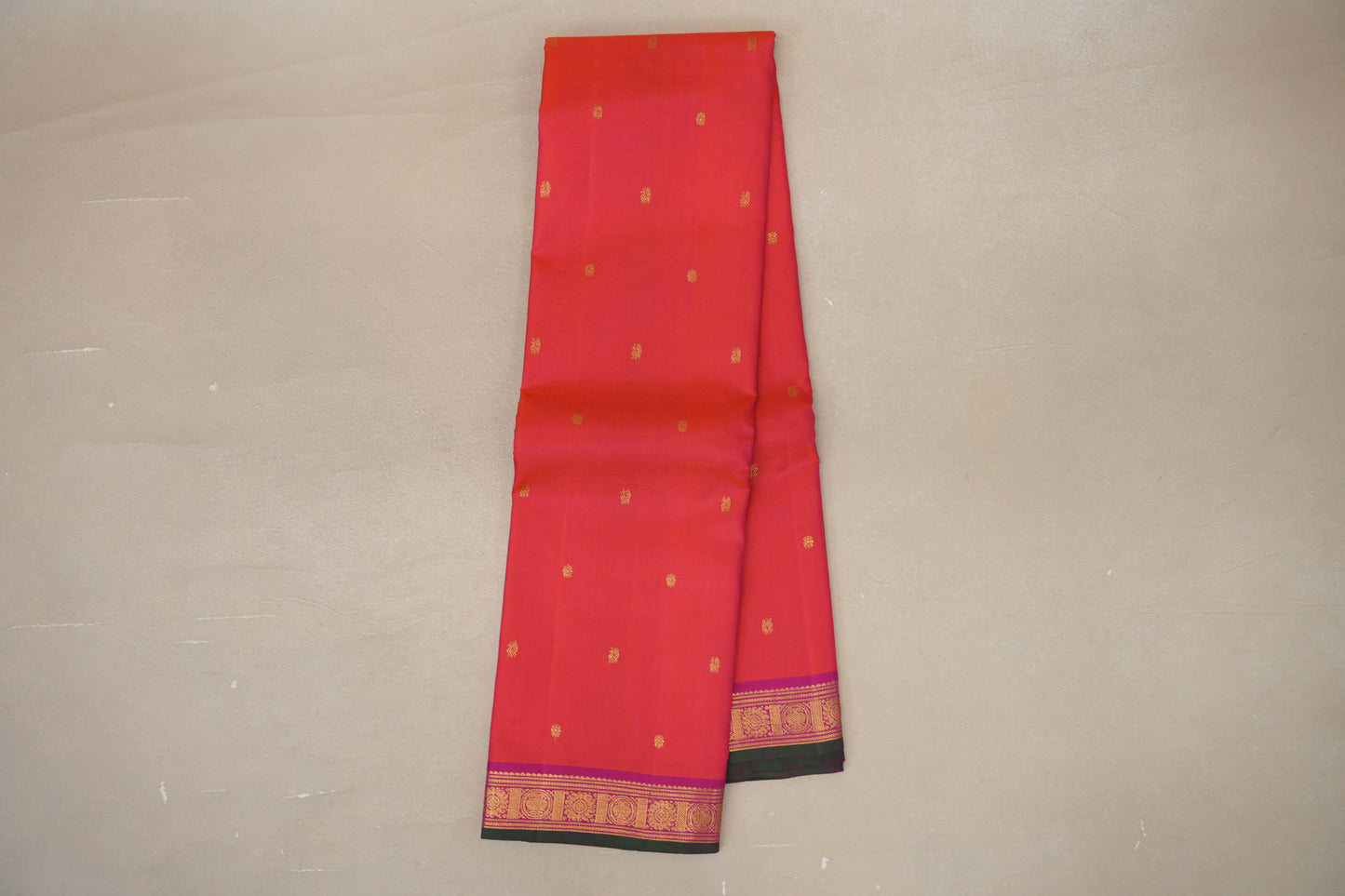 Online Orangish Pink with Deep Magenta Borders Vintage Kanjivaram Silk Saree