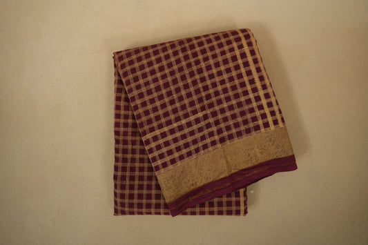 Maroon Cotton Saree