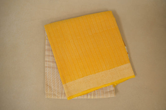 Ombre Yellow White Cotton Saree