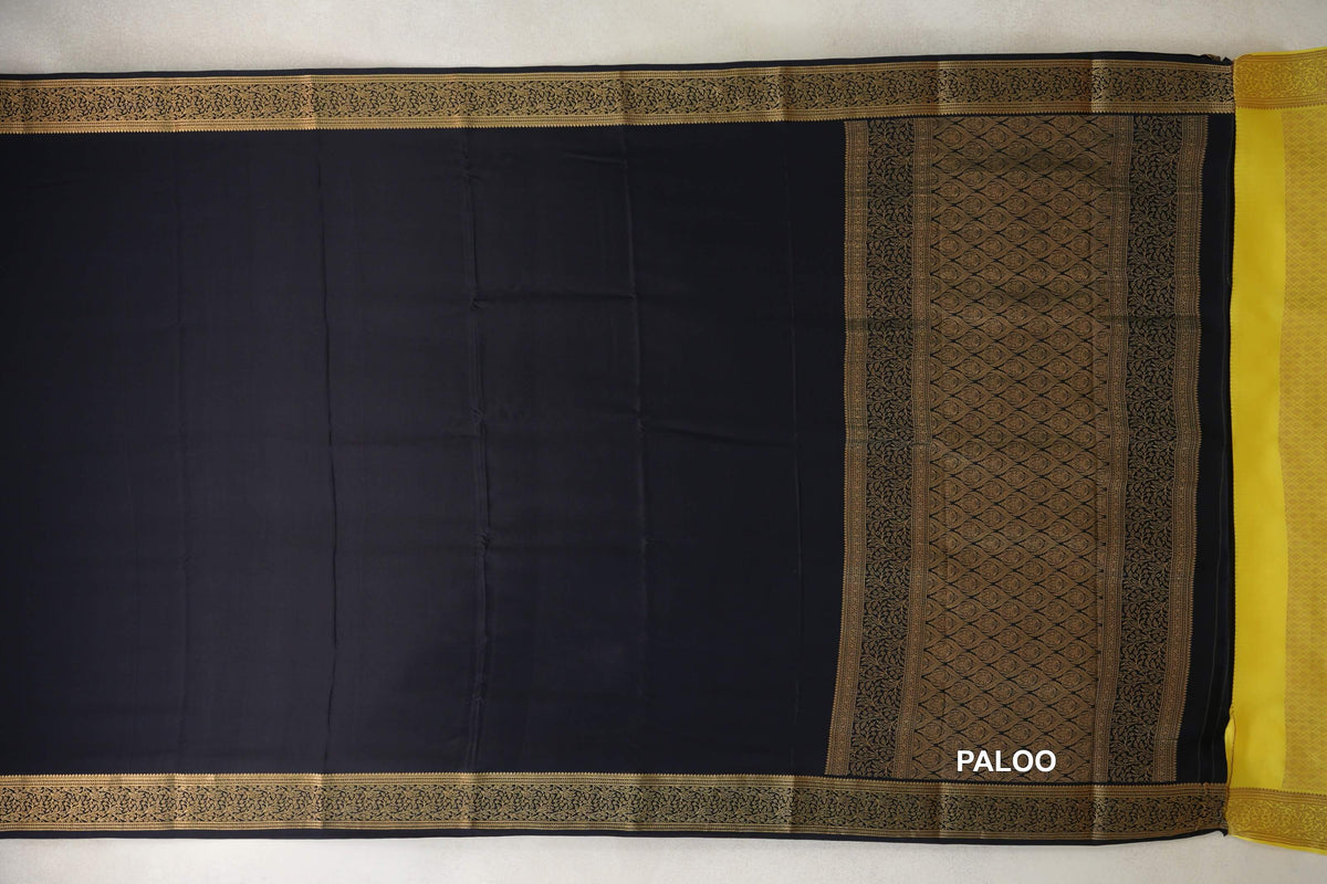 Black Mysore Silk Saree  paloo