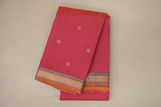 Orangish Pink Vintage Kanjivaram Silk Saree