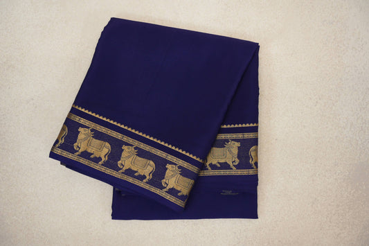 folded Deep Blue Mysore Silk Saree