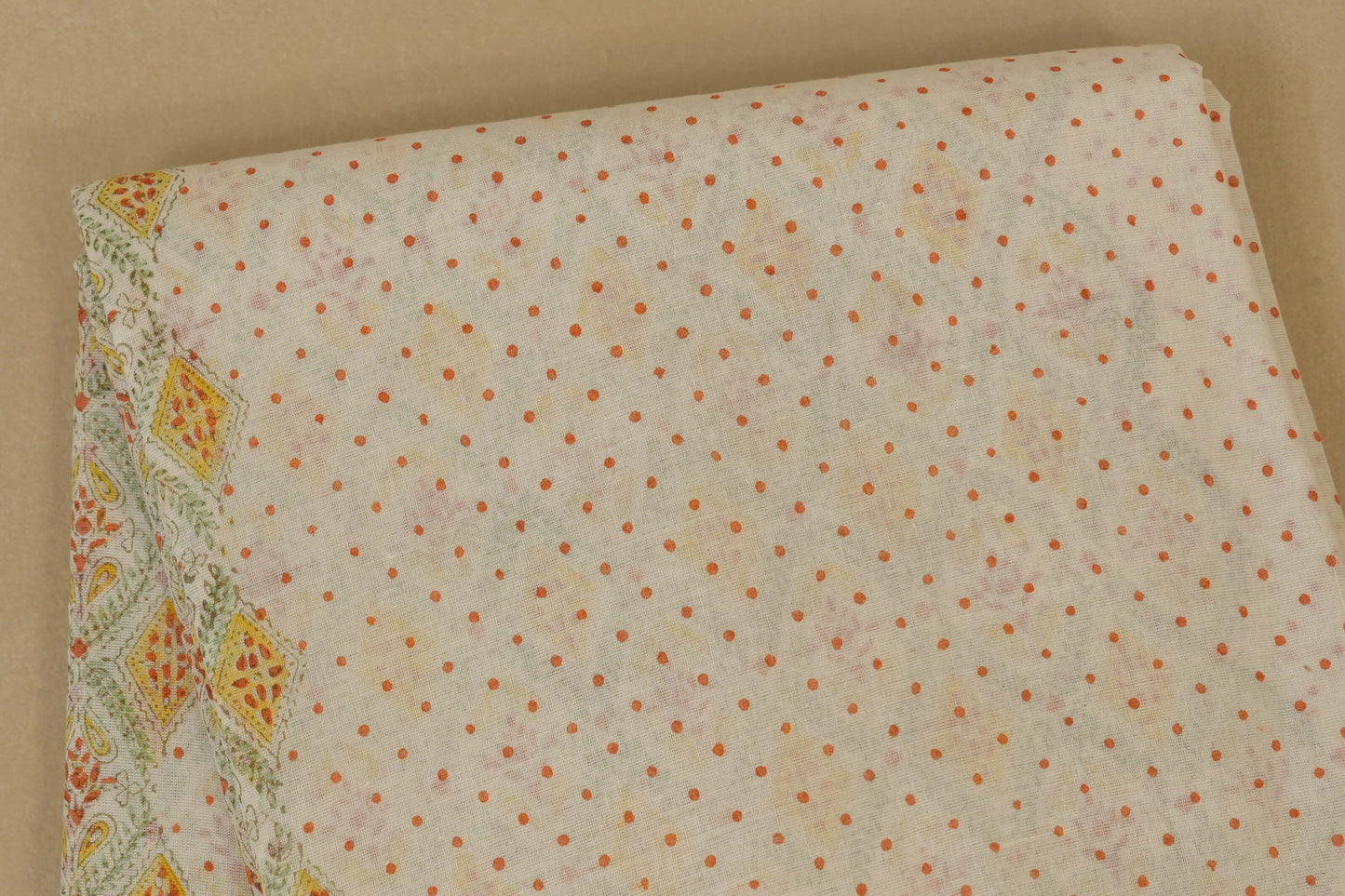 White with Orange Borders Cotton Saree body