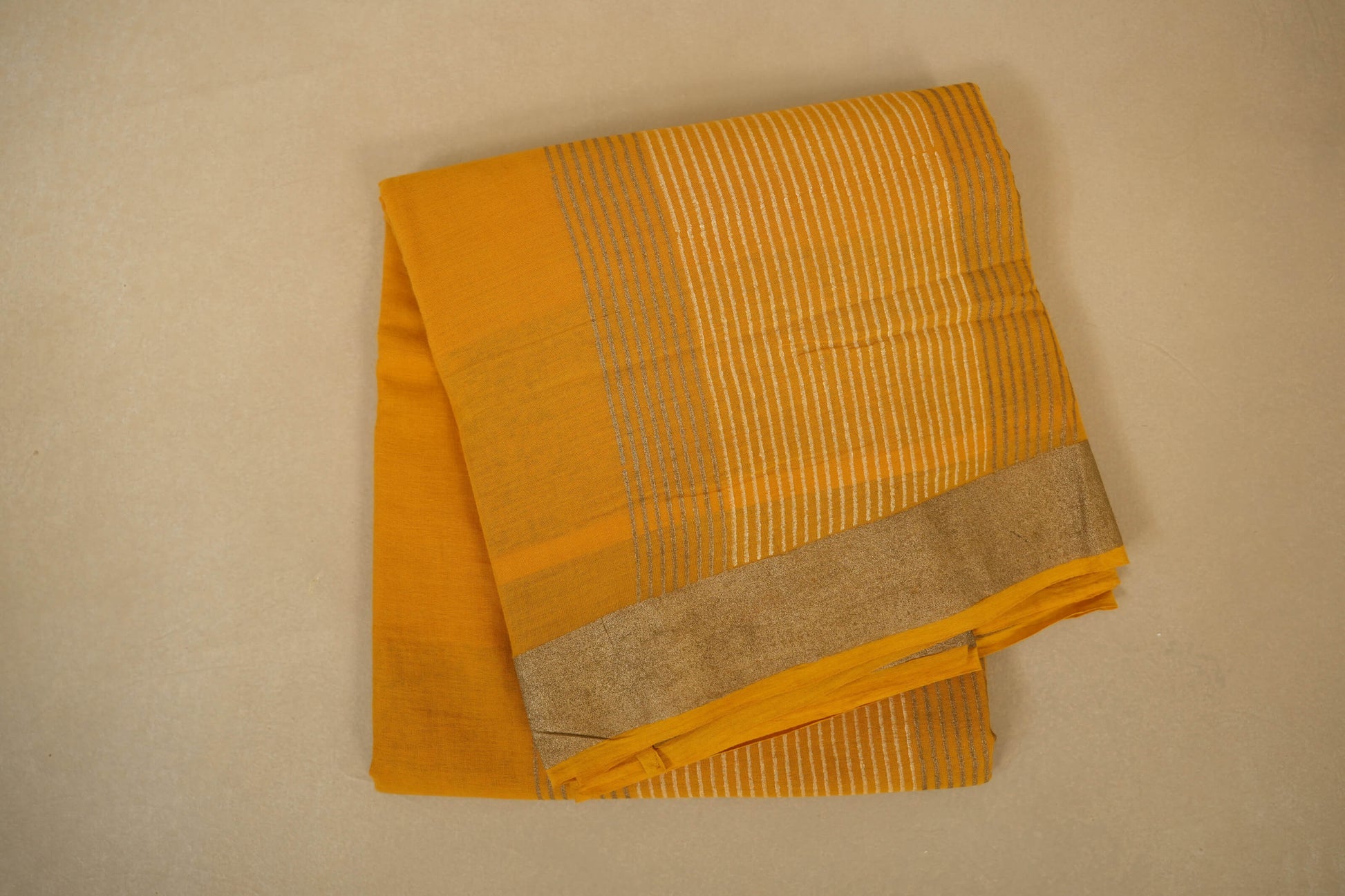 Yellow Orange Cotton Saree