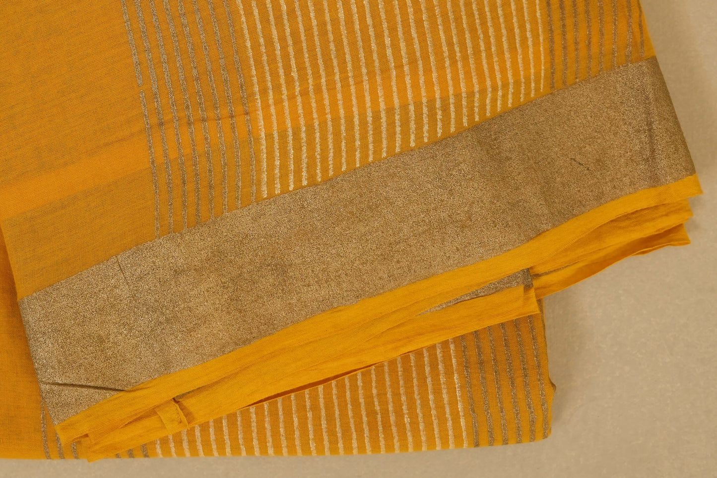 Yellow Orange Cotton Saree borders