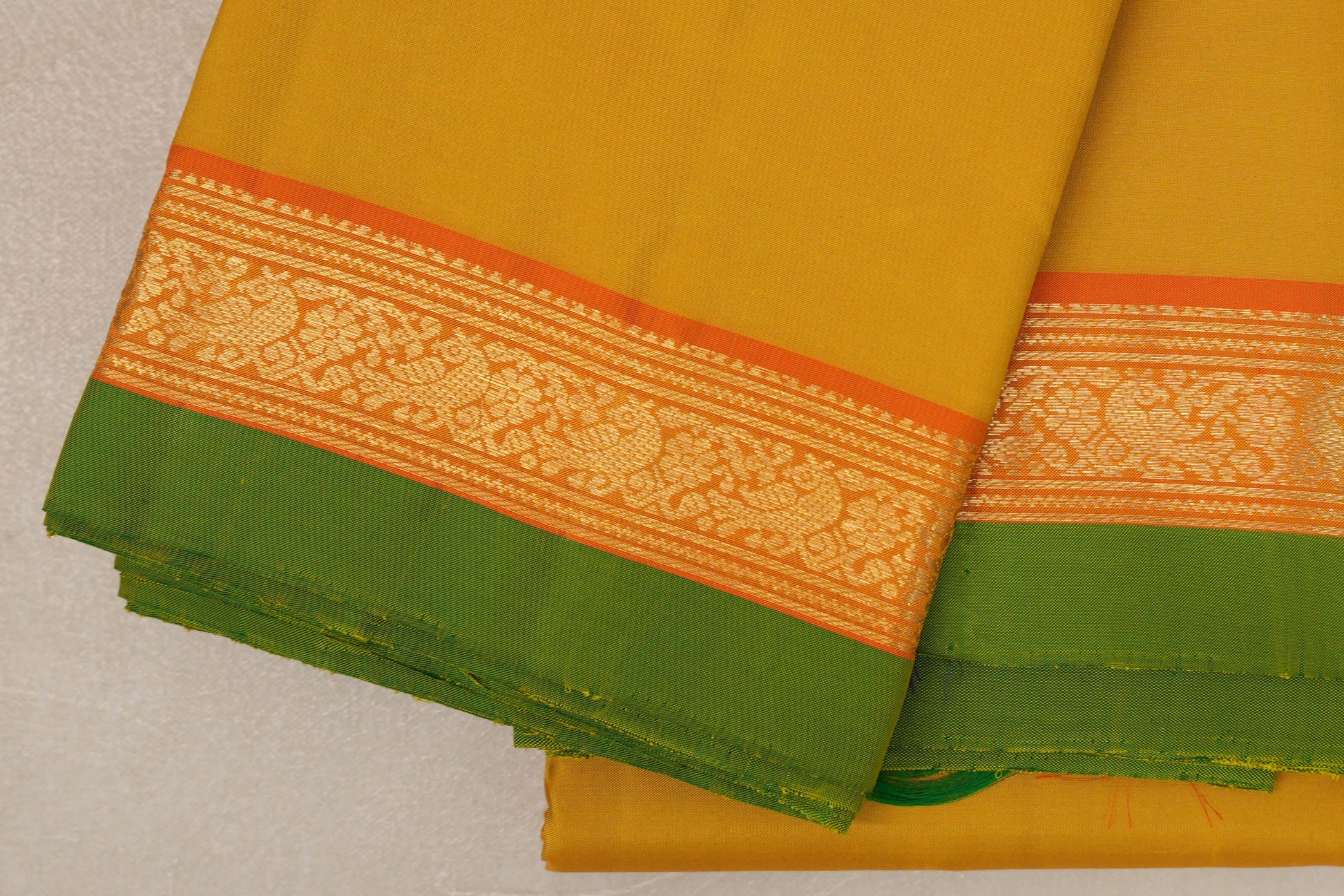 Mango Yellow Vintage Kanjivaram Silk Saree borders