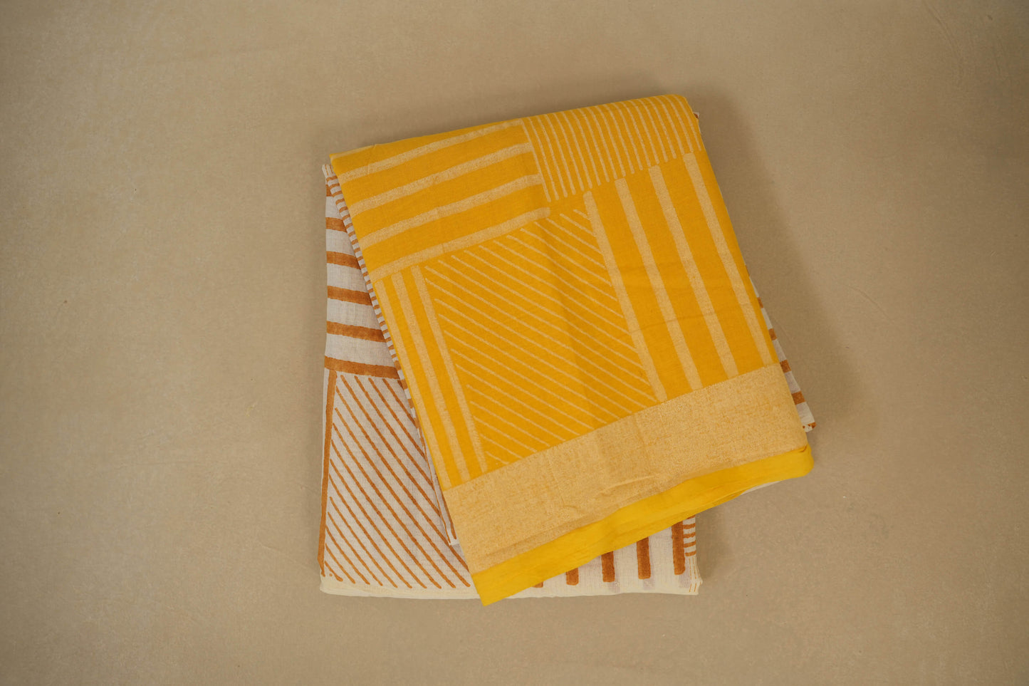 Ombre Yellow White Cotton Saree