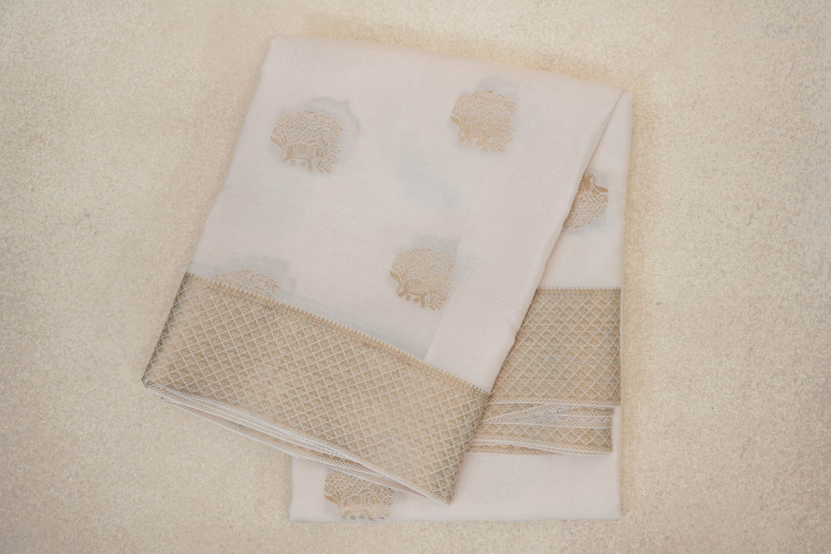 folded Cream Mysore Silk Saree