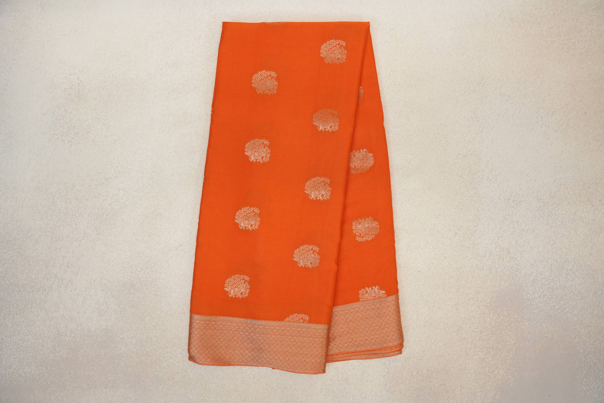Bright Orange Mysore Silk Saree online