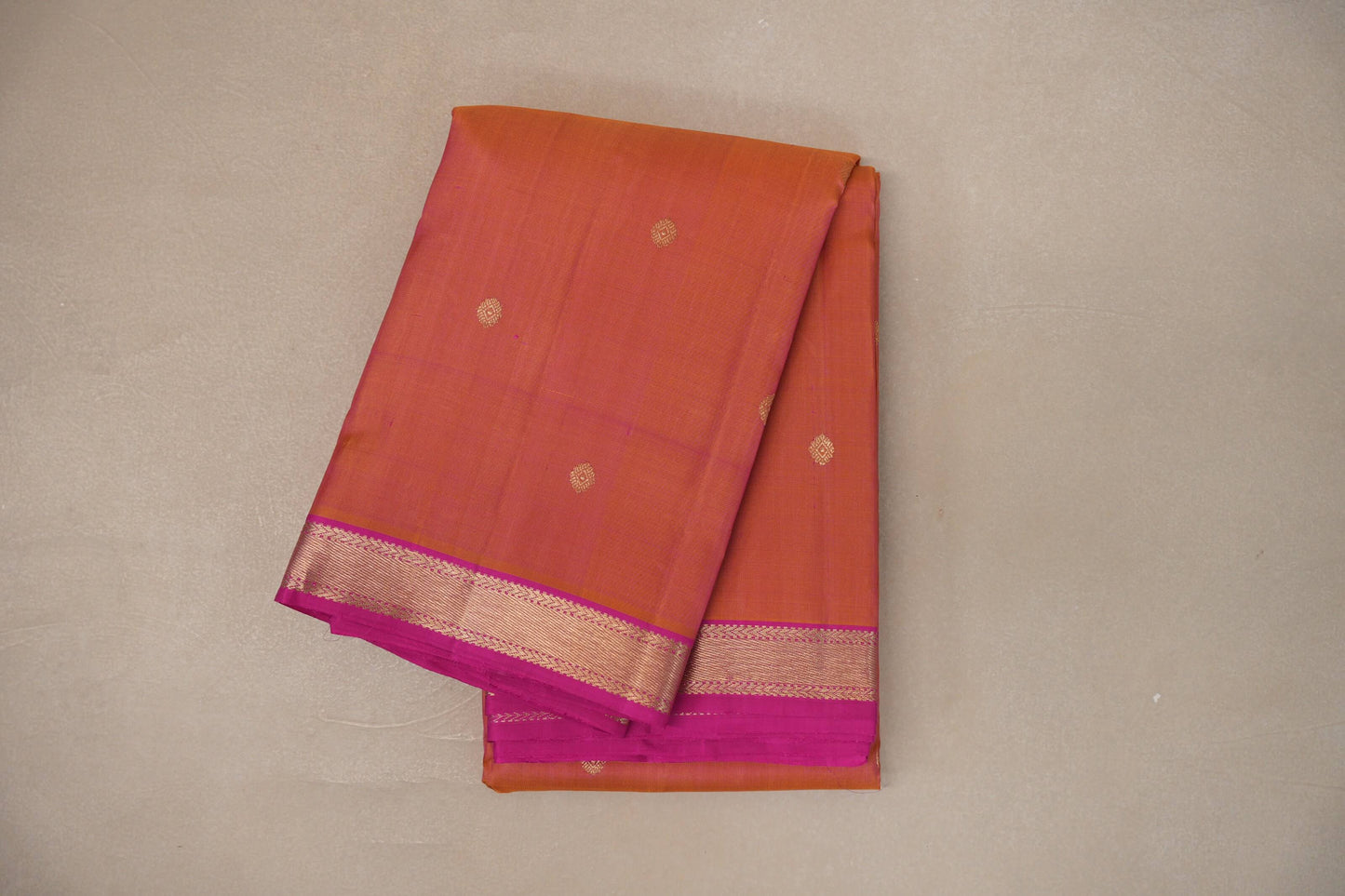 Dual Tone of Yellow and Pink Vintage Kanjivaram Silk Saree by Shreenivas Silks PSSR019299
