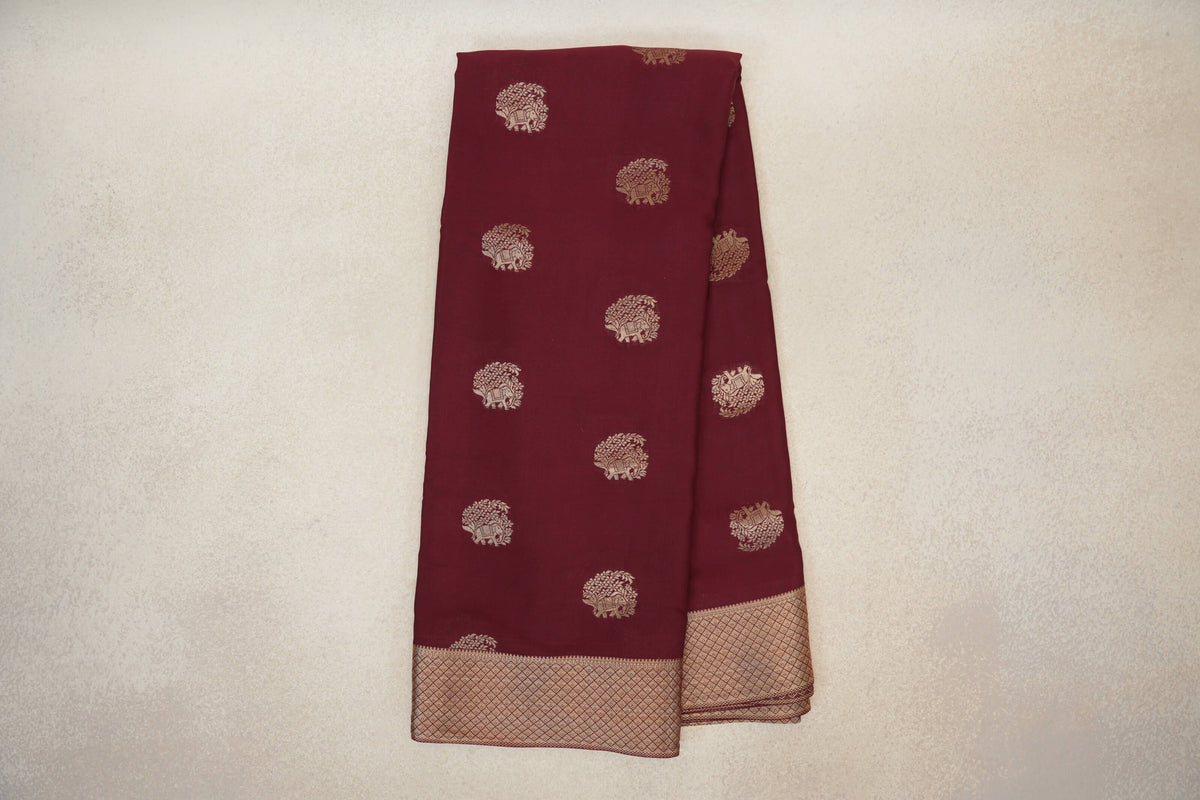 Deep Wine Maroon Mysore Silk Saree online