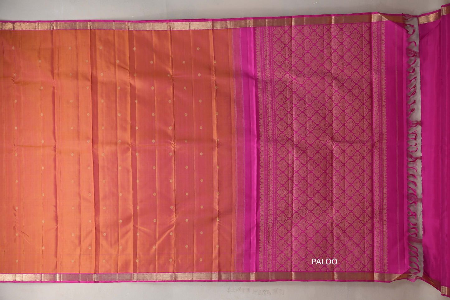 Dual Tone of Yellow and Pink Vintage Kanjivaram Silk Saree by Shreenivas Silks PSSR019299