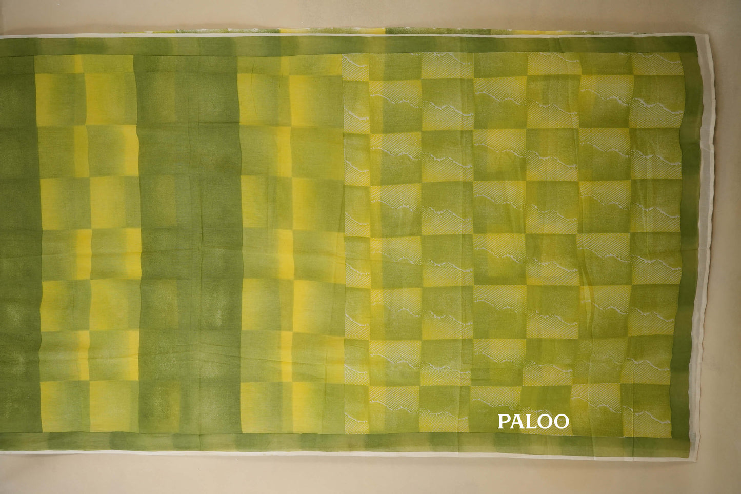 Green Cotton Saree paloo