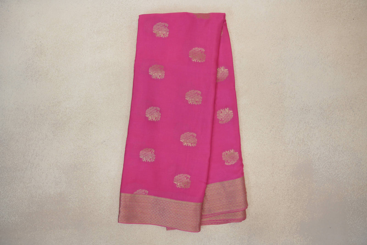 Bright Rose Pink Mysore Silk Saree online