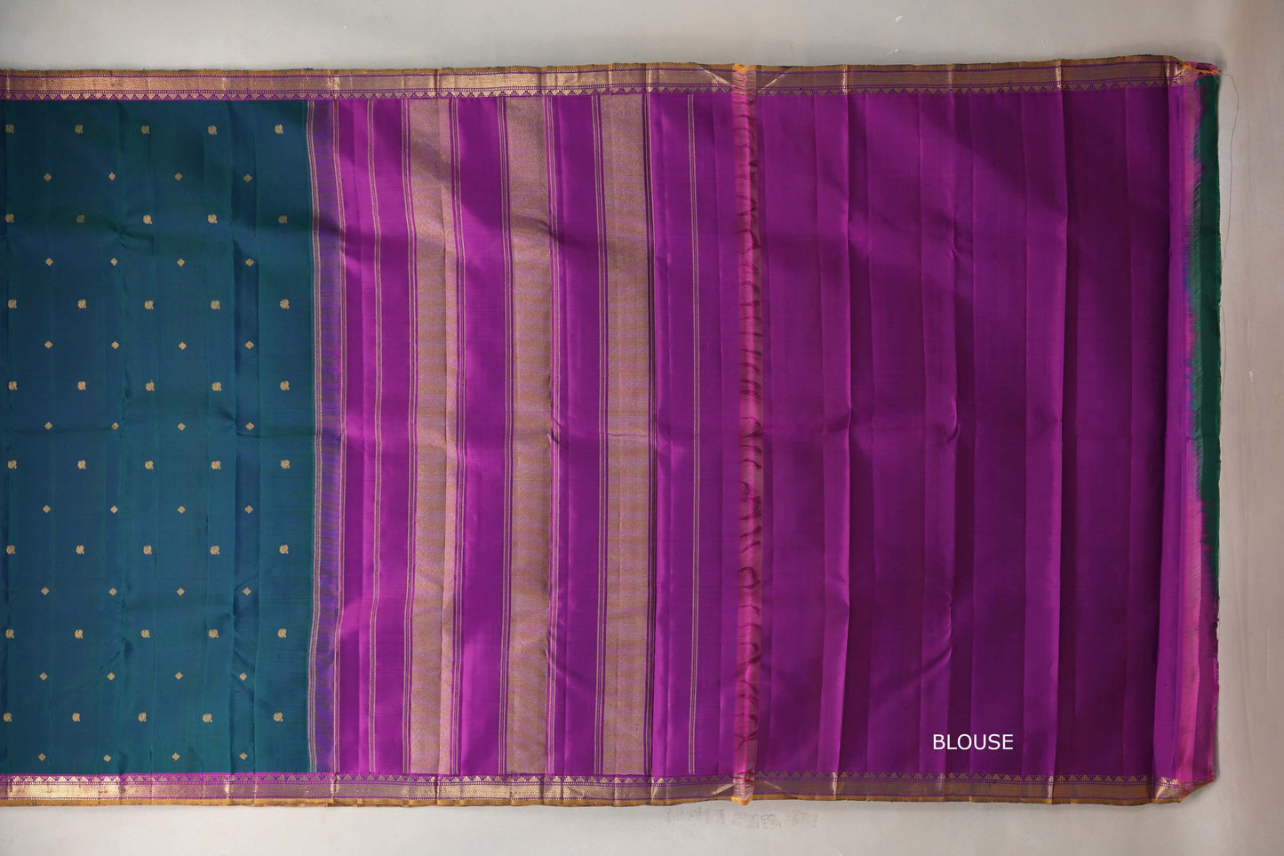 Deep Peacock Blue Vintage Kanjivaram Silk Saree by Shreenivas Silks PSSR019300
