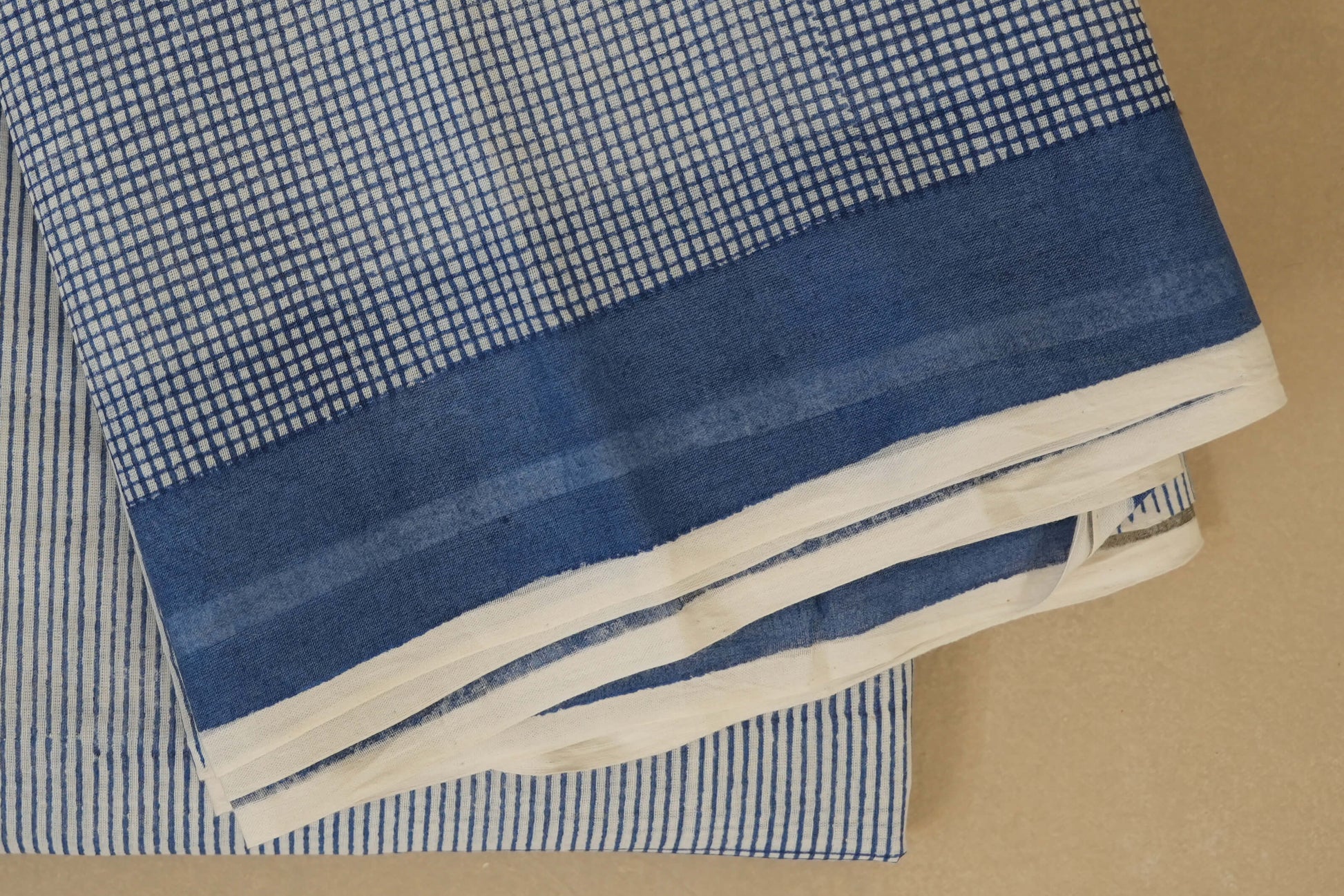 Blue Cotton Saree borders