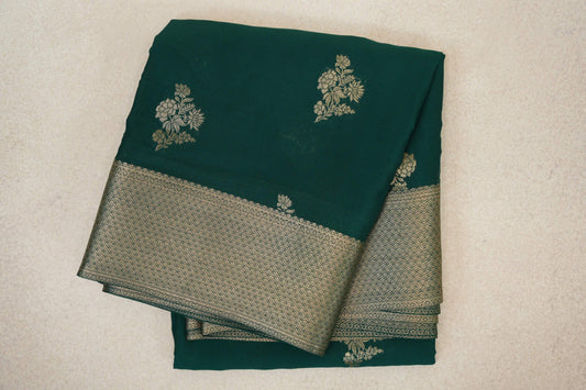 folded Bottle Green Mysore Silk Saree