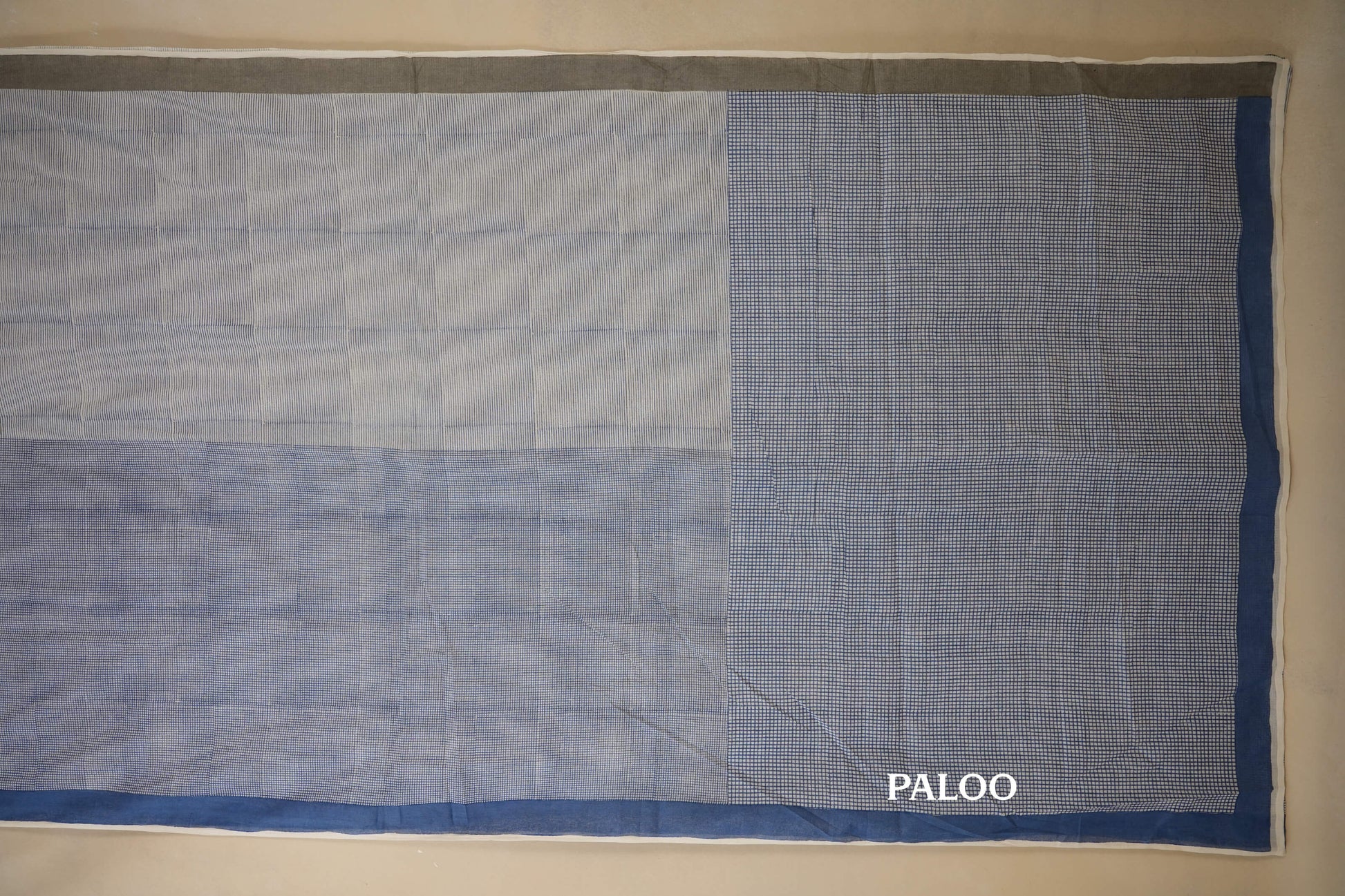 Blue Cotton Saree paloo
