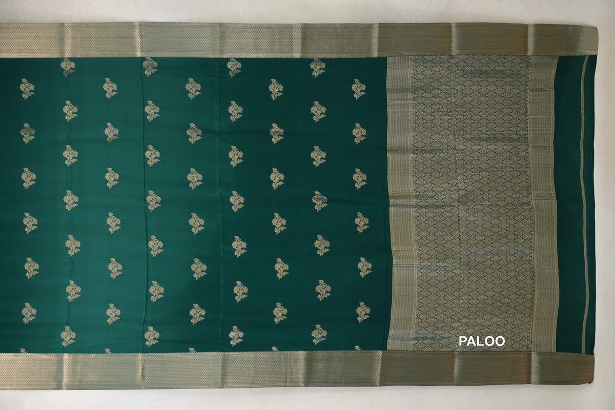 Bottle Green Mysore Silk Saree paloo