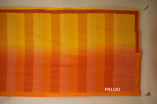 Orange Yellow Ombre Cotton Saree paloo