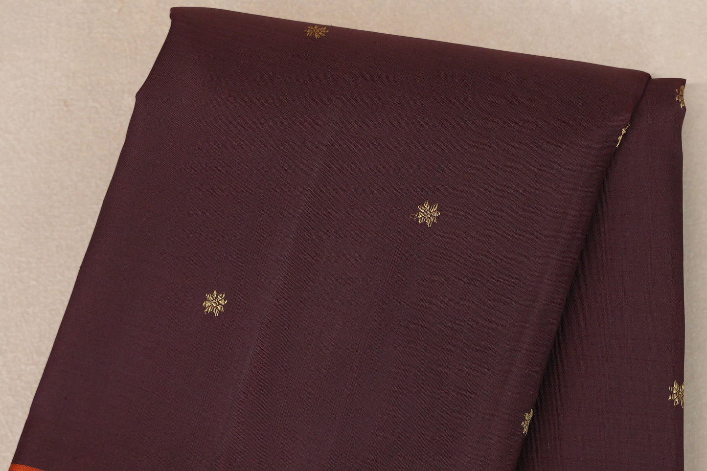 Deep plum with rust orange borders Vintage Kanjivaram Silk Saree by Shreenivas Silks PSSR019302