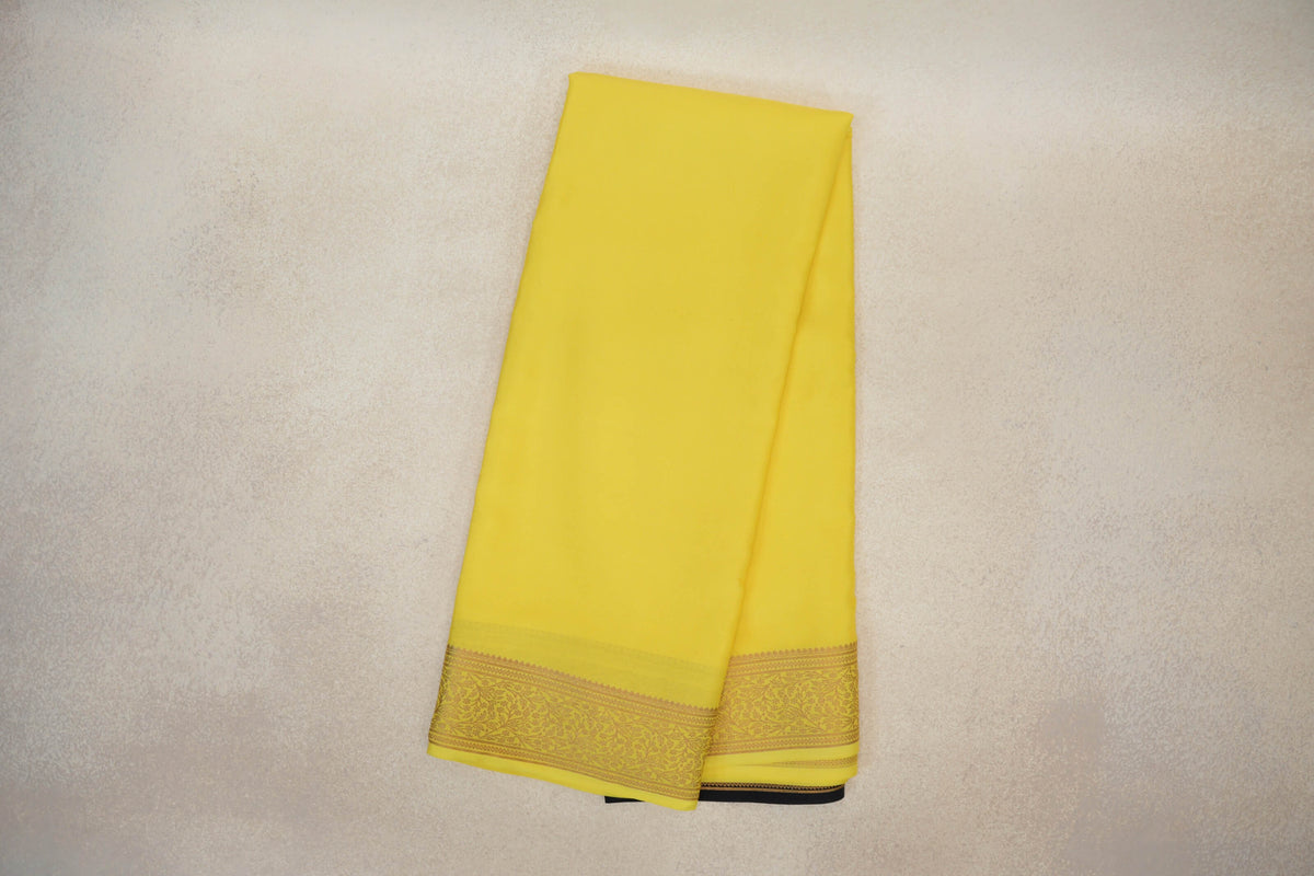 Bright Lemon Yellow Mysore Silk Saree online