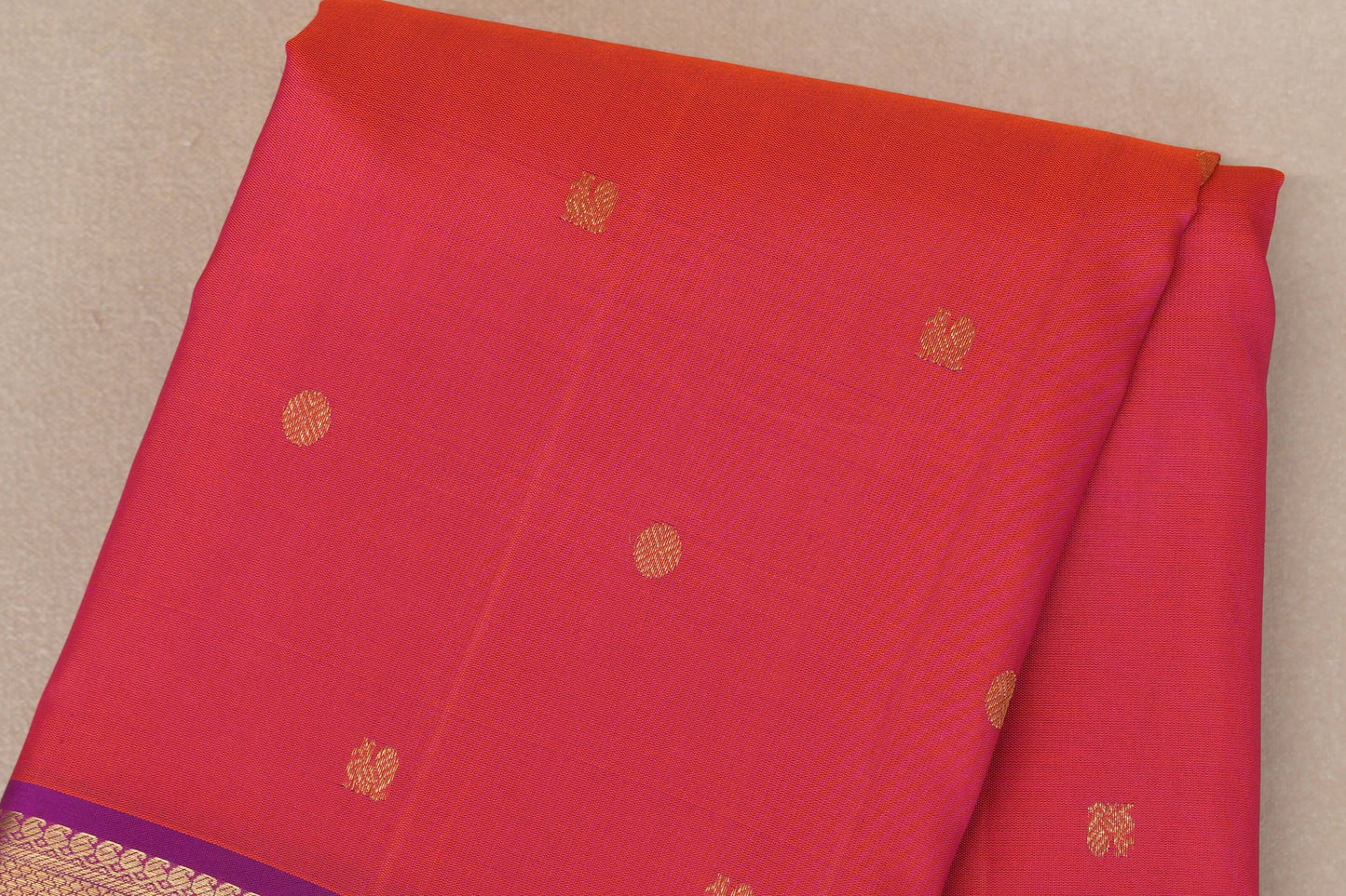Orangish pink Vintage Kanjivaram Silk Saree by Shreenivas Silks PSSR019304
