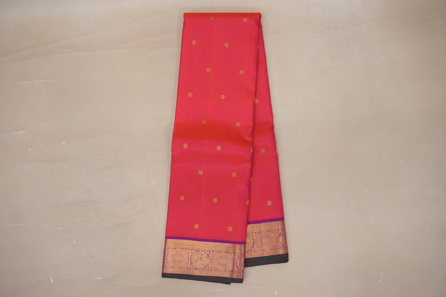 Orangish pink Vintage Kanjivaram Silk Saree by Shreenivas Silks PSSR019304