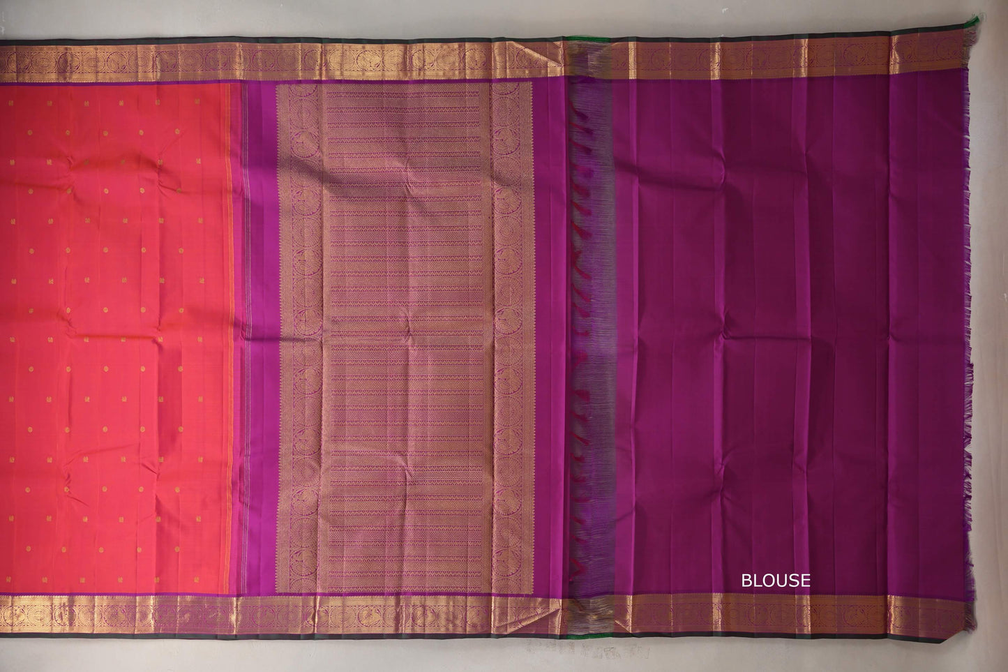 Orangish pink Vintage Kanjivaram Silk Saree by Shreenivas Silks PSSR019304