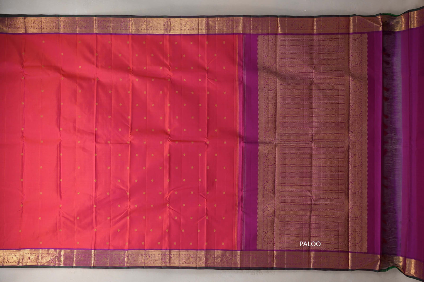 Orangish pink Vintage Kanjivaram Silk Saree by Shreenivas Silks PSSR019304